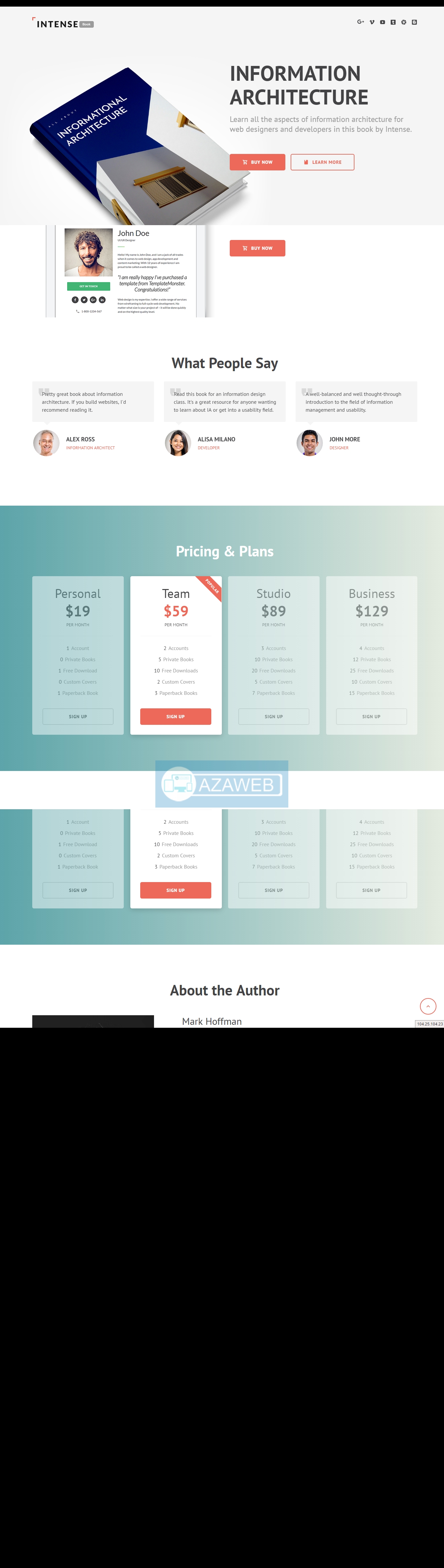 Intense Book Landing Page